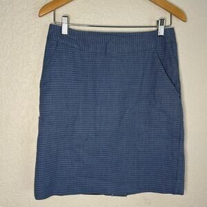 L.L. Bean Blue Wool Houndstooth Skirt Academia Preppy School Twee Y2K Favorite